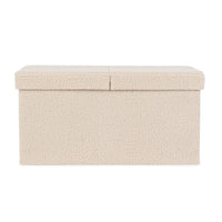 Set 2 Pouf Contenitore in Bouclé Beige Moderno da Interno - MARTIN