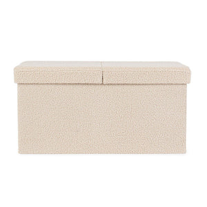 Set 2 Pouf Contenitore in Bouclé Beige Moderno da Interno - MARTIN