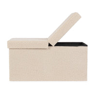 Set 2 Pouf Contenitore in Bouclé Beige Moderno da Interno - MARTIN