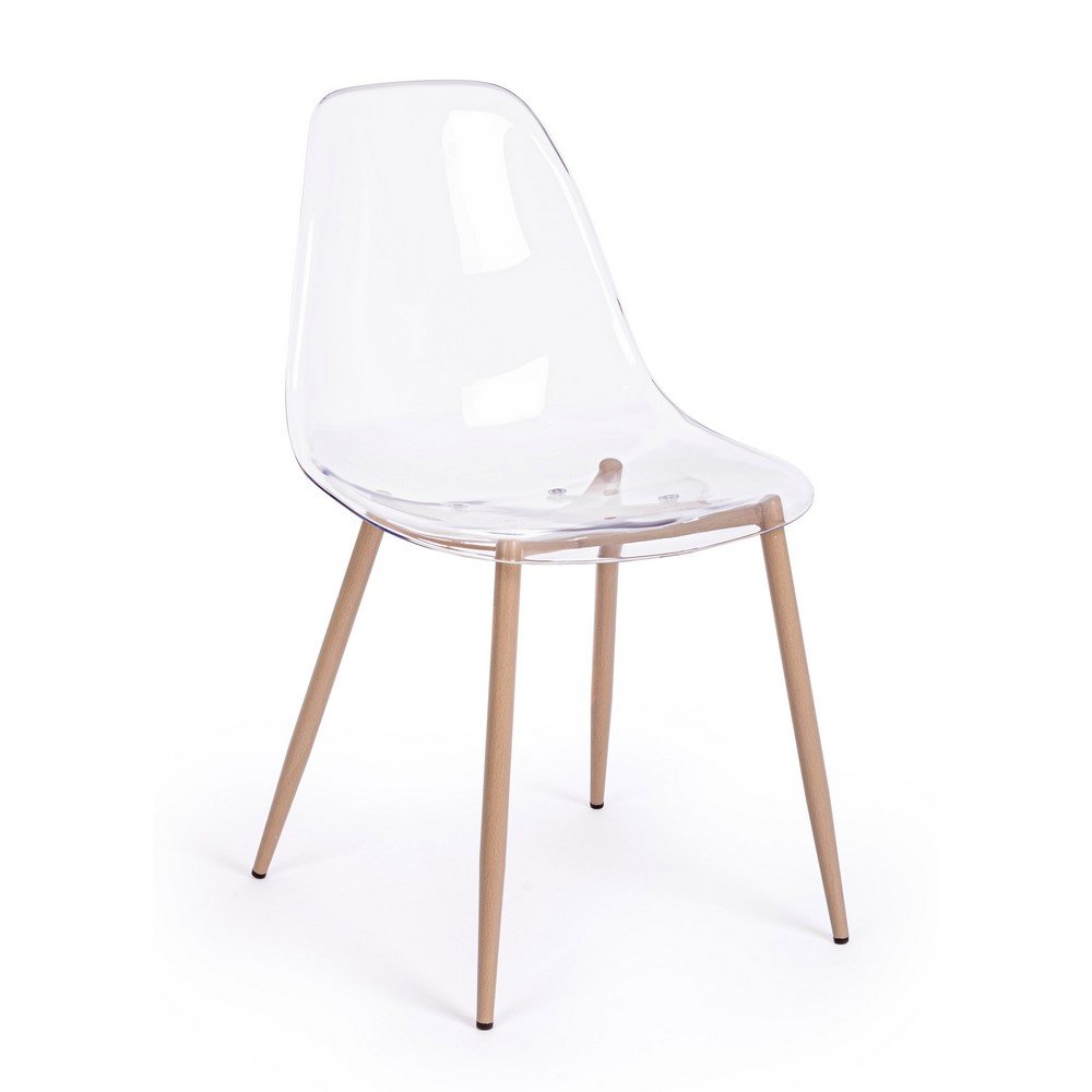 Set 4 Sedie Resina Bianca Scandinava da Interno - MARISSA Colore: Trasparente