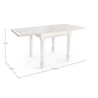 Tavolo Allungabile Legno Bianco Rustico da Interno 80/160x80 - MAEVE