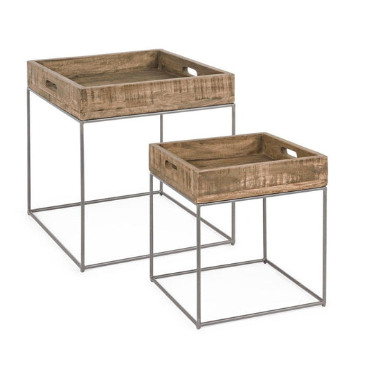 Tavolini Legno Marrone Industrial da Interno - LUNA