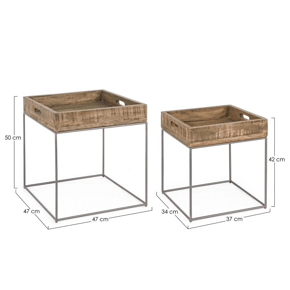 Tavolini Legno Marrone Industrial da Interno - LUNA