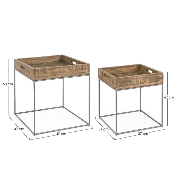 Tavolini Legno Marrone Industrial da Interno - LUNA