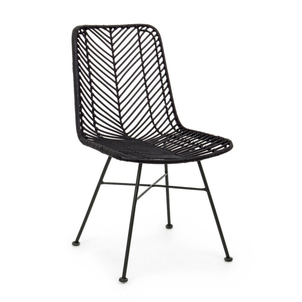 Sedia in Rattan Nero Moderno da Interno - LORE Colore: Nero