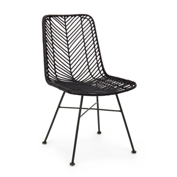 Sedia in Rattan Nero Moderno da Interno - LORE Colore: Nero