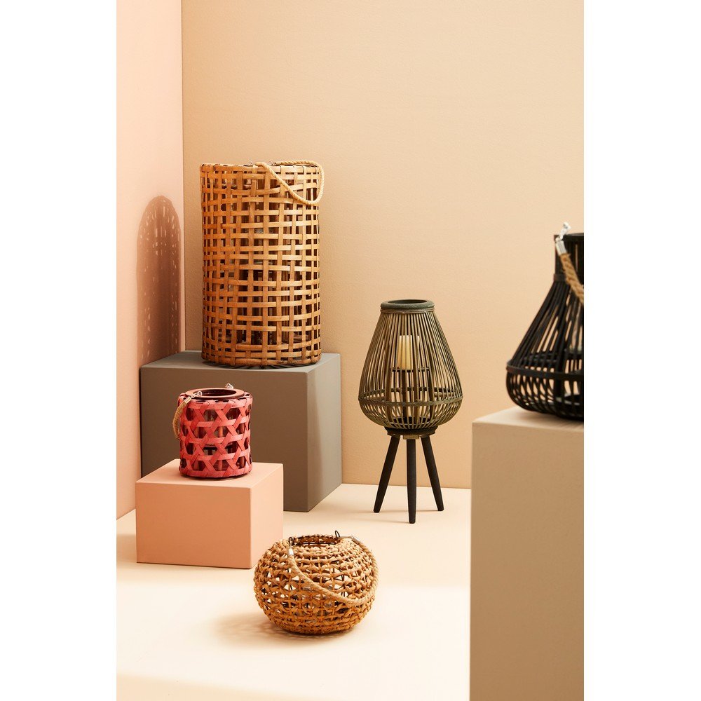 Set 2 Lanterne in Iuta Marrone Rustico da Esterno - LONG