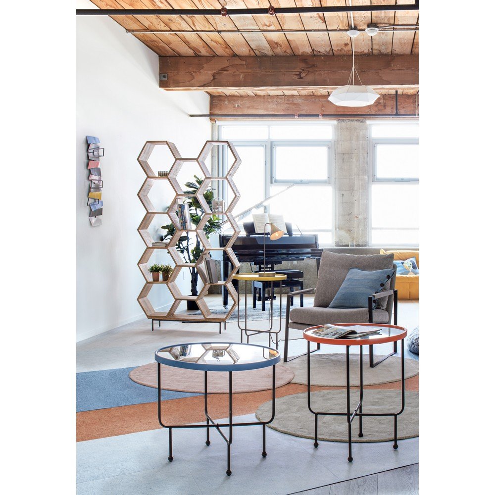 Tavolino con Specchio Acciaio Azzurro Moderno 58,5 cm - LILA