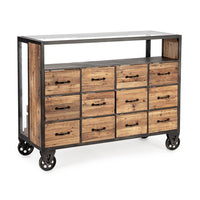 Cassettiera Legno Naturale Industriale da Interno H95,5 - LIDIA