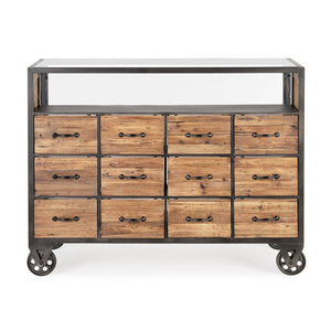 Cassettiera Legno Naturale Industriale da Interno H95,5 - LIDIA