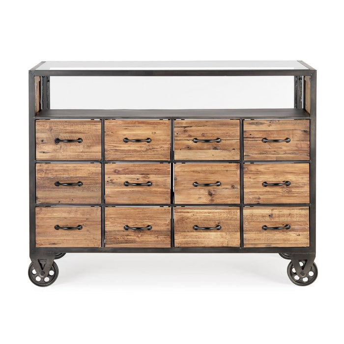 Cassettiera Legno Naturale Industriale da Interno H95,5 - LIDIA