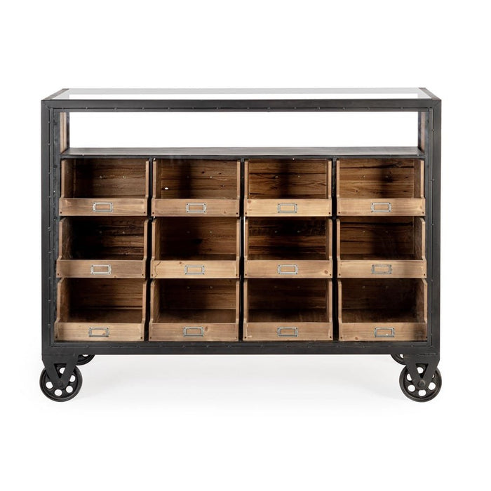 Cassettiera Legno Naturale Industriale da Interno H95,5 - LIDIA