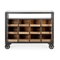 Cassettiera Legno Naturale Industriale da Interno H95,5 - LIDIA