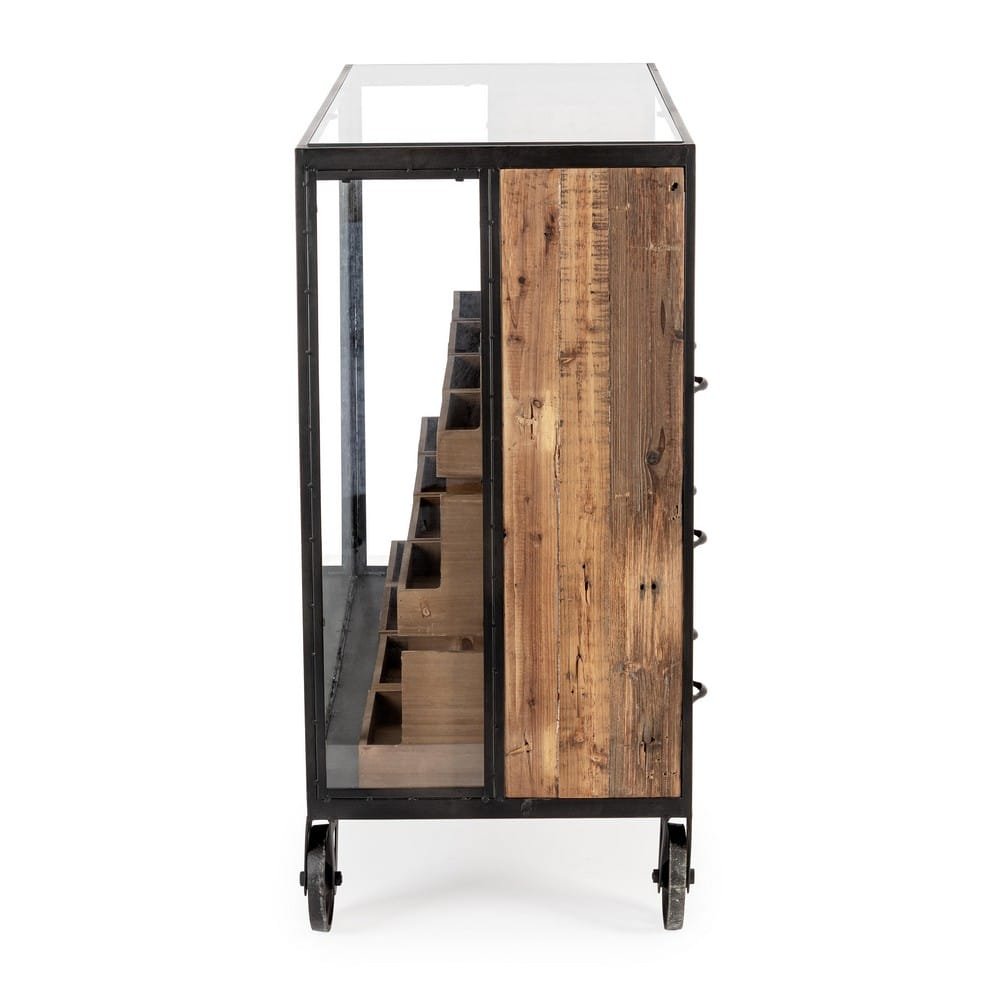 Cassettiera Legno Naturale Industriale da Interno H95,5 - LIDIA