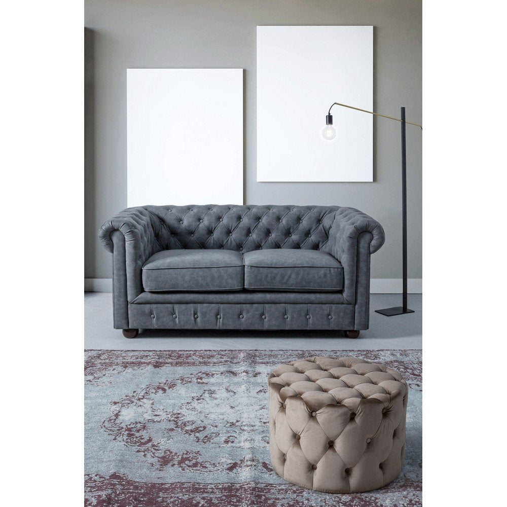 Pouf in Velluto Tortora Moderno da Interni - LEWIS