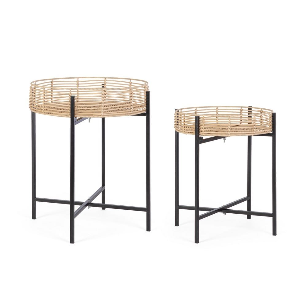 Tavolino Rotondo Acciaio Nero Stile Moderno da Interno - LENNY