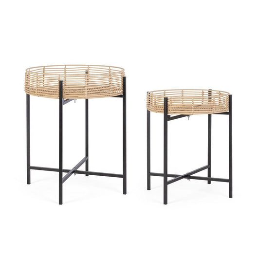 Tavolino Rotondo Acciaio Nero Stile Moderno da Interno - LENNY