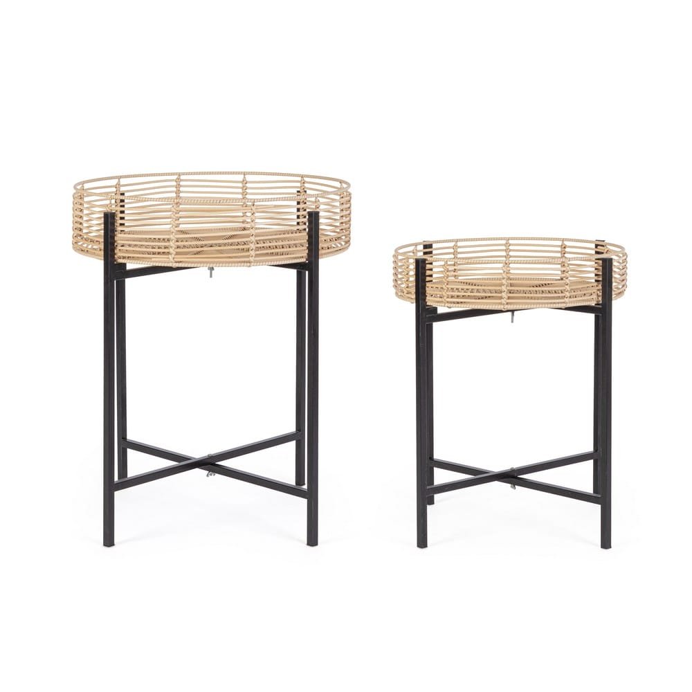 Tavolino Rotondo Acciaio Nero Stile Moderno da Interno - LENNY