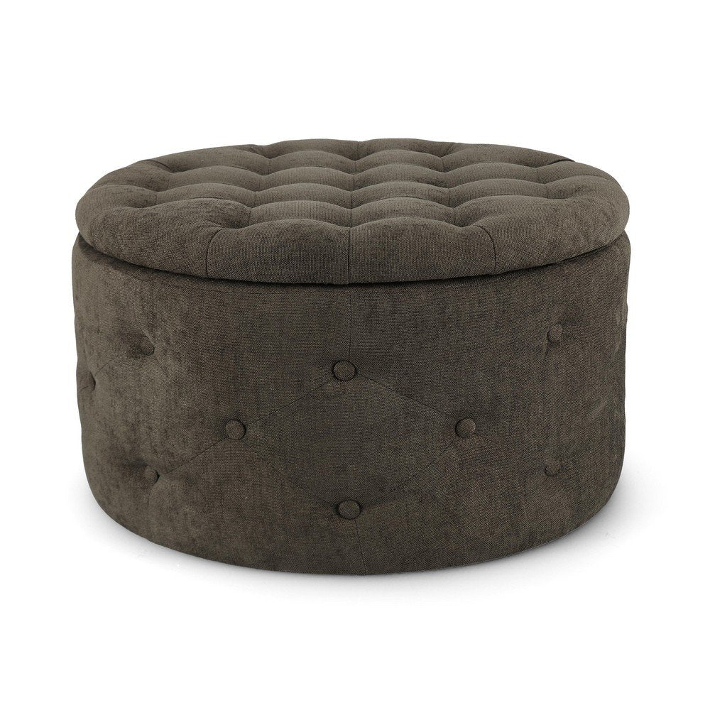 Pouf Contenitore in Tessuto Grigio Moderno da Interno - LEE Colore: Marrone