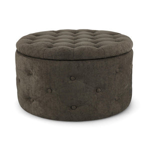 Pouf Contenitore in Tessuto Grigio Moderno da Interno - LEE Colore: Marrone