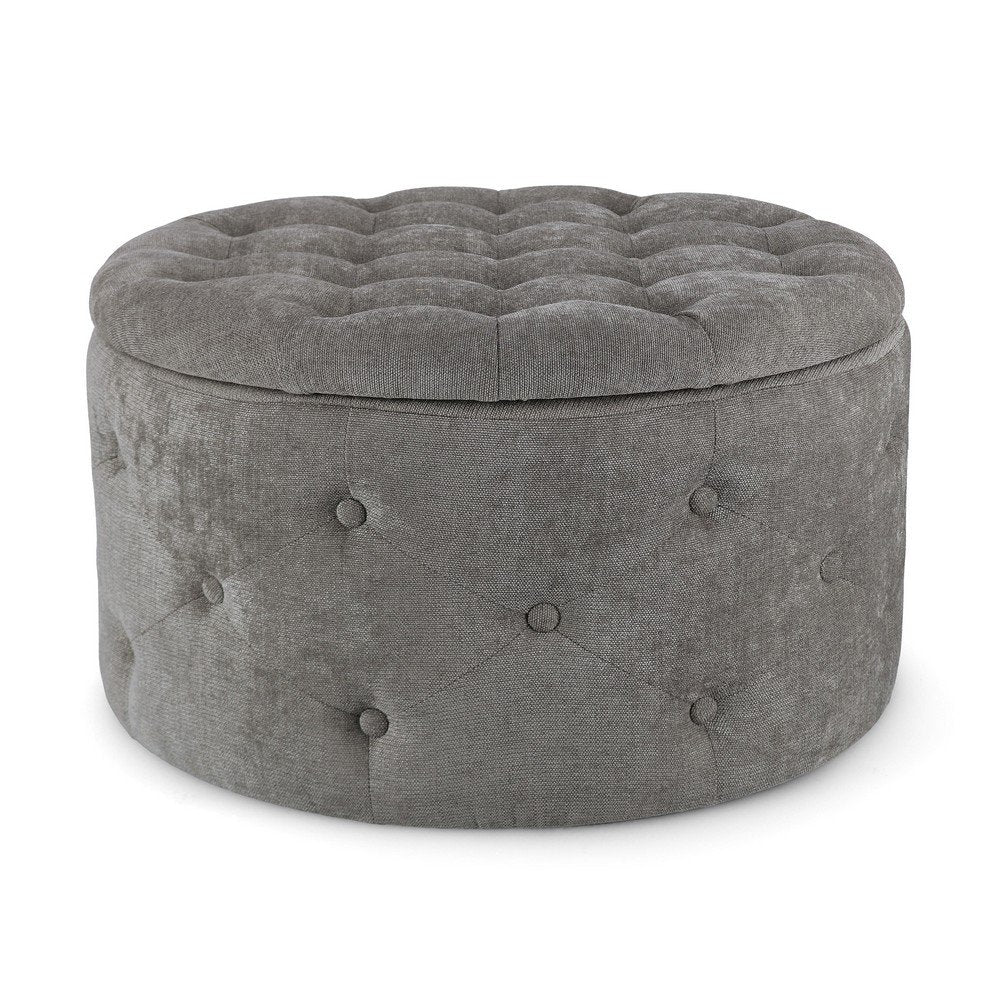 Pouf Contenitore in Tessuto Grigio Moderno da Interno - LEE Colore: Grigio