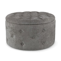 Pouf Contenitore in Tessuto Grigio Moderno da Interno - LEE Colore: Grigio