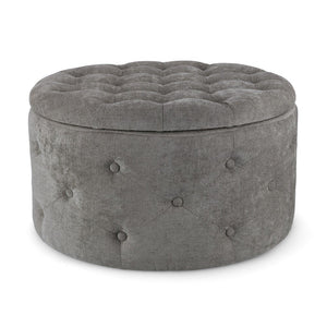 Pouf Contenitore in Tessuto Grigio Moderno da Interno - LEE Colore: Grigio