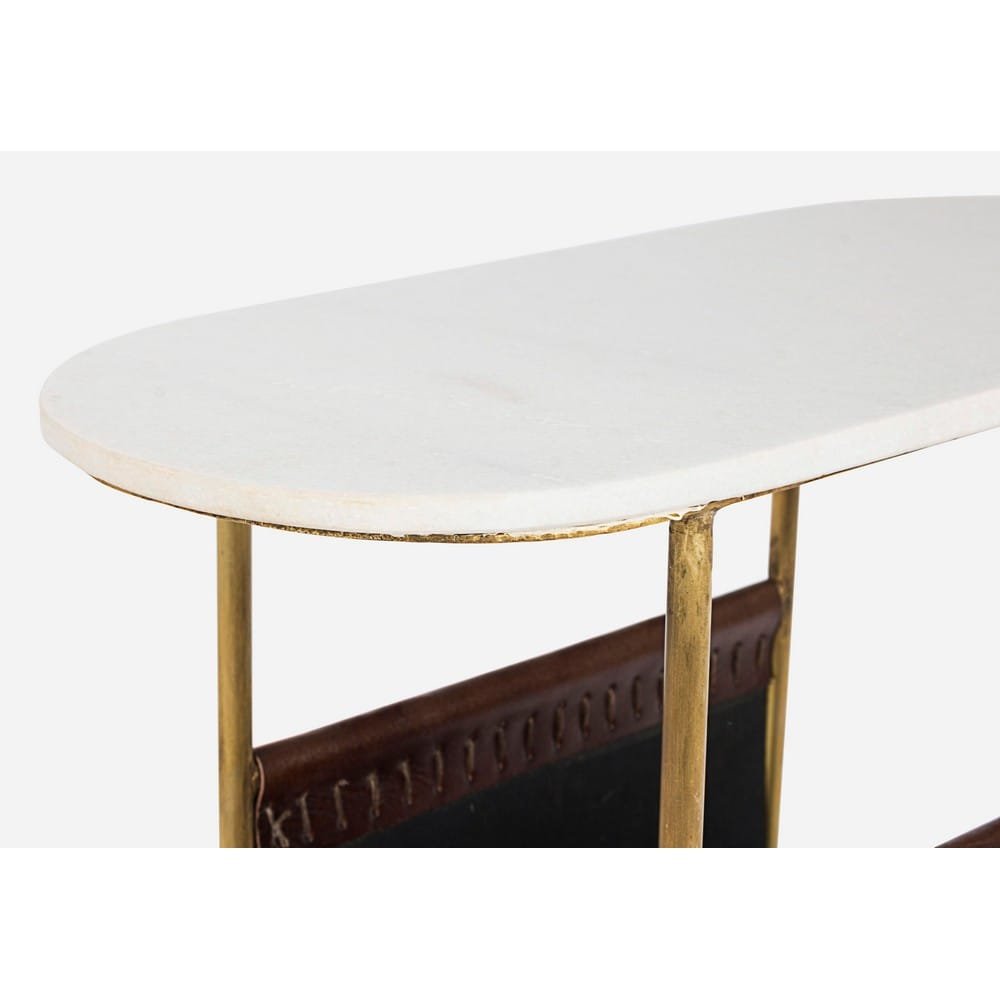 Tavolino con Porta Riviste Acciaio Marrone Industriale - LAWSON