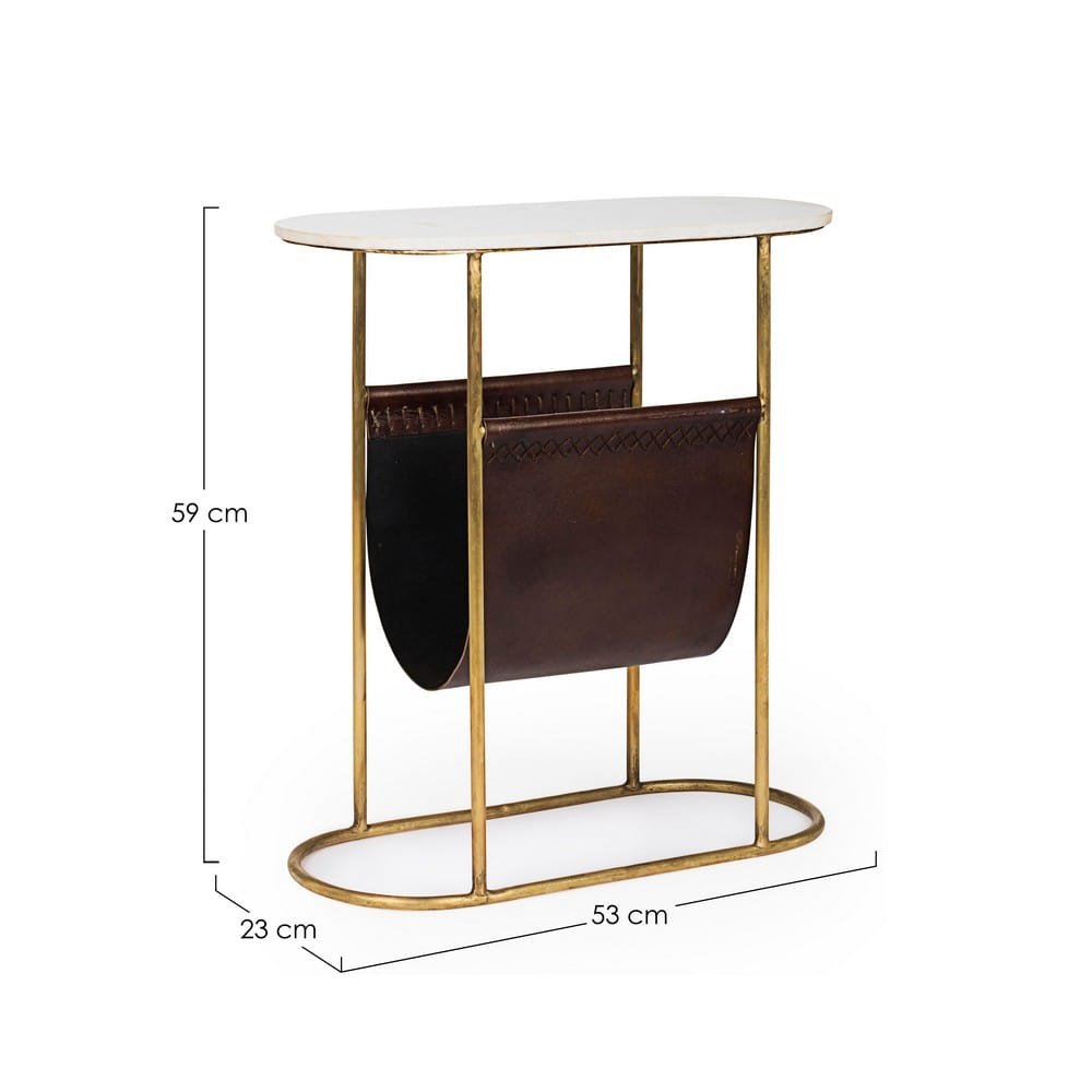 Tavolino con Porta Riviste Acciaio Marrone Industriale - LAWSON