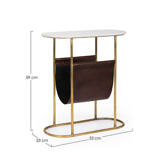 Tavolino con Porta Riviste Acciaio Marrone Industriale - LAWSON