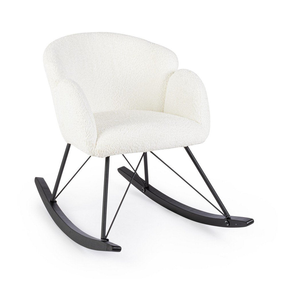 Poltrona Dondolo Tessuto Viola Stile Scandinavo da Interni - LANCE Colore: Bianco