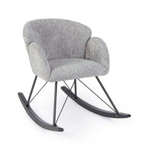 Poltrona Dondolo Tessuto Viola Stile Scandinavo da Interni - LANCE Colore: Grigio