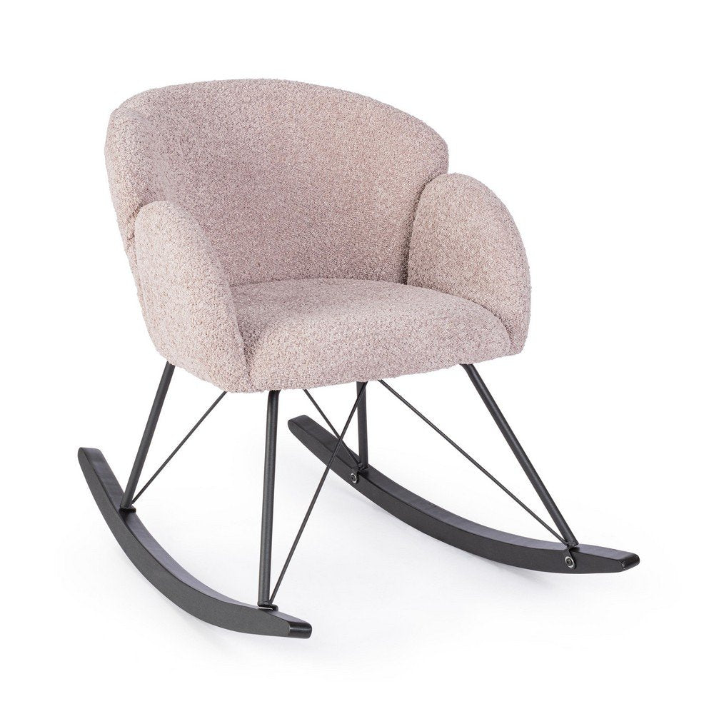 Poltrona Dondolo Tessuto Viola Stile Scandinavo da Interni - LANCE Colore: Rosa