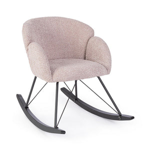 Poltrona Dondolo Tessuto Viola Stile Scandinavo da Interni - LANCE Colore: Rosa