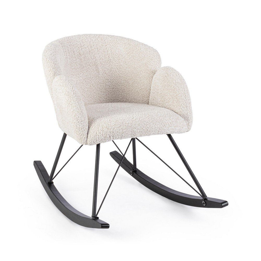 Poltrona Dondolo Tessuto Viola Stile Scandinavo da Interni - LANCE Colore: Marrone