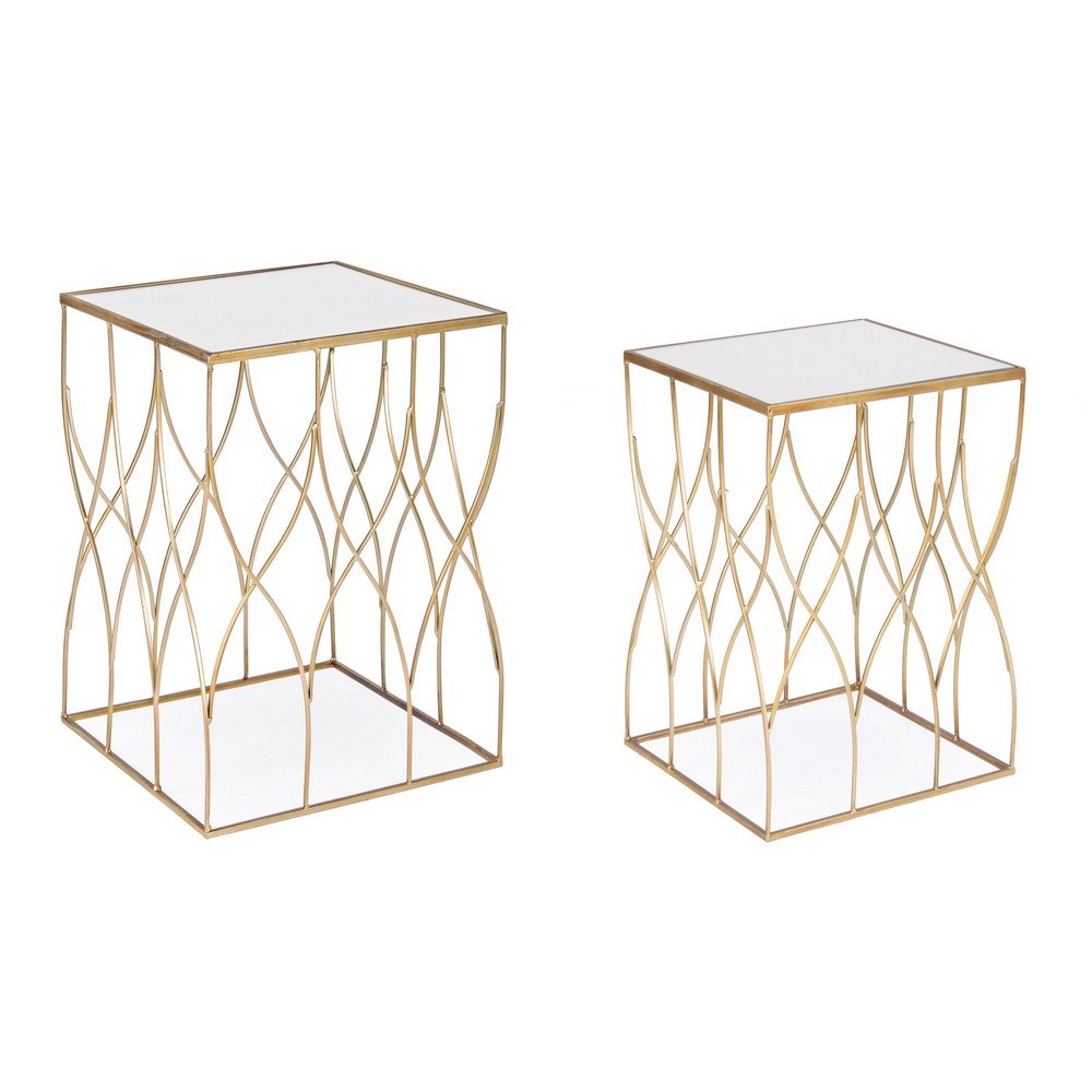 Tavolini Vetro Oro Moderni da Interno - KENNETH