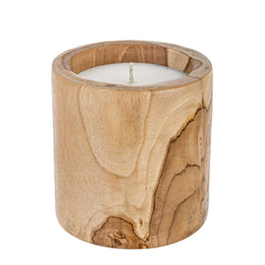 Candela in Teak Marrone Rustica da Interno 20 cm - KELLY