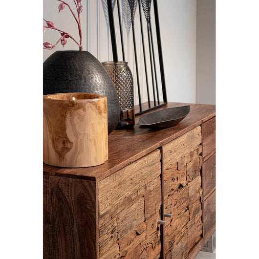 Candela in Teak Marrone Rustica da Interno 20 cm - KELLY