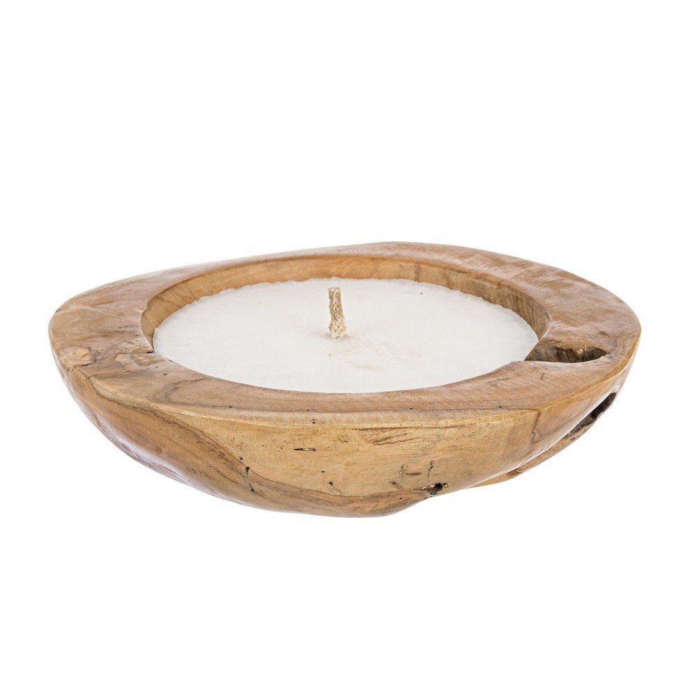 Candela in Teak Marrone Rustica da Interno 30 cm - KELLY