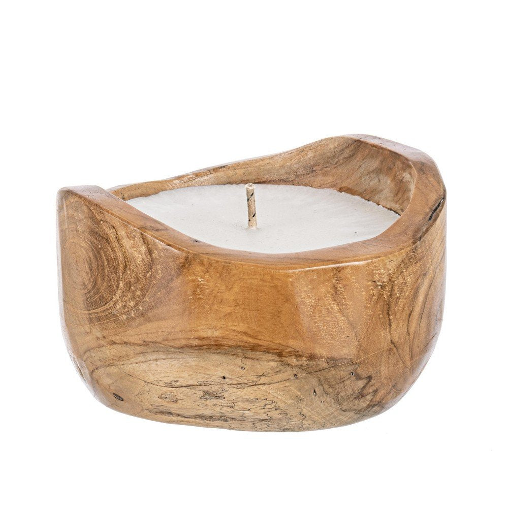 Candela in Teak Marrone Rustica da Interno 20 cm - KELLY