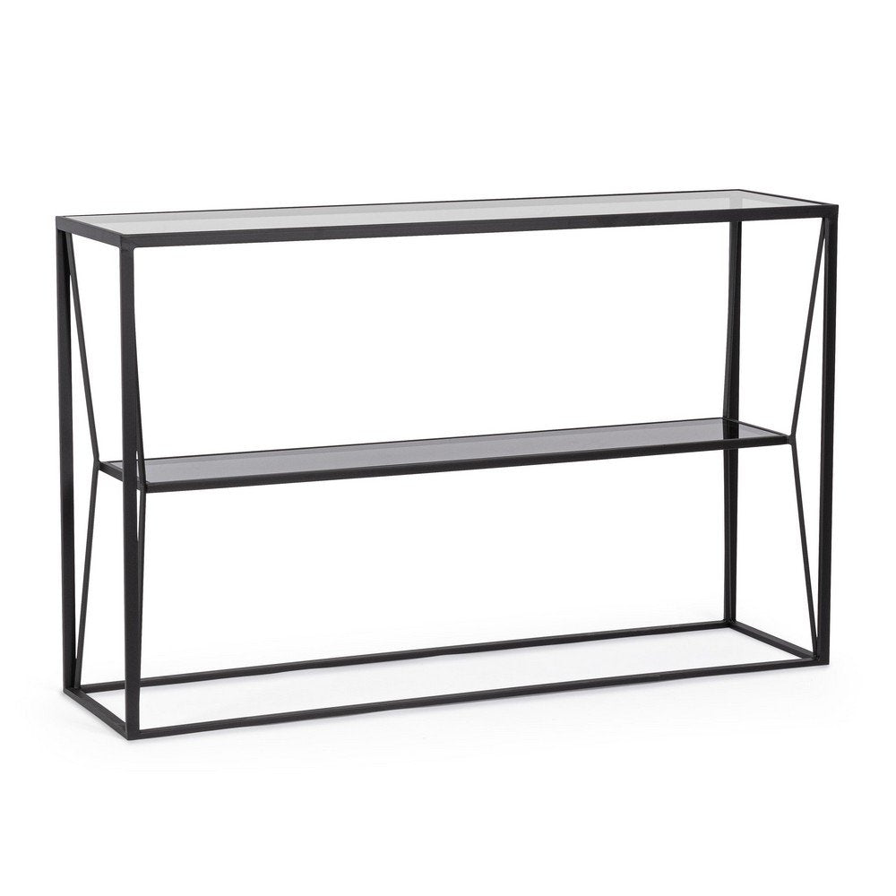 Consolle Vetro Nero Moderna da Interni 120x32 - KATHERINE
