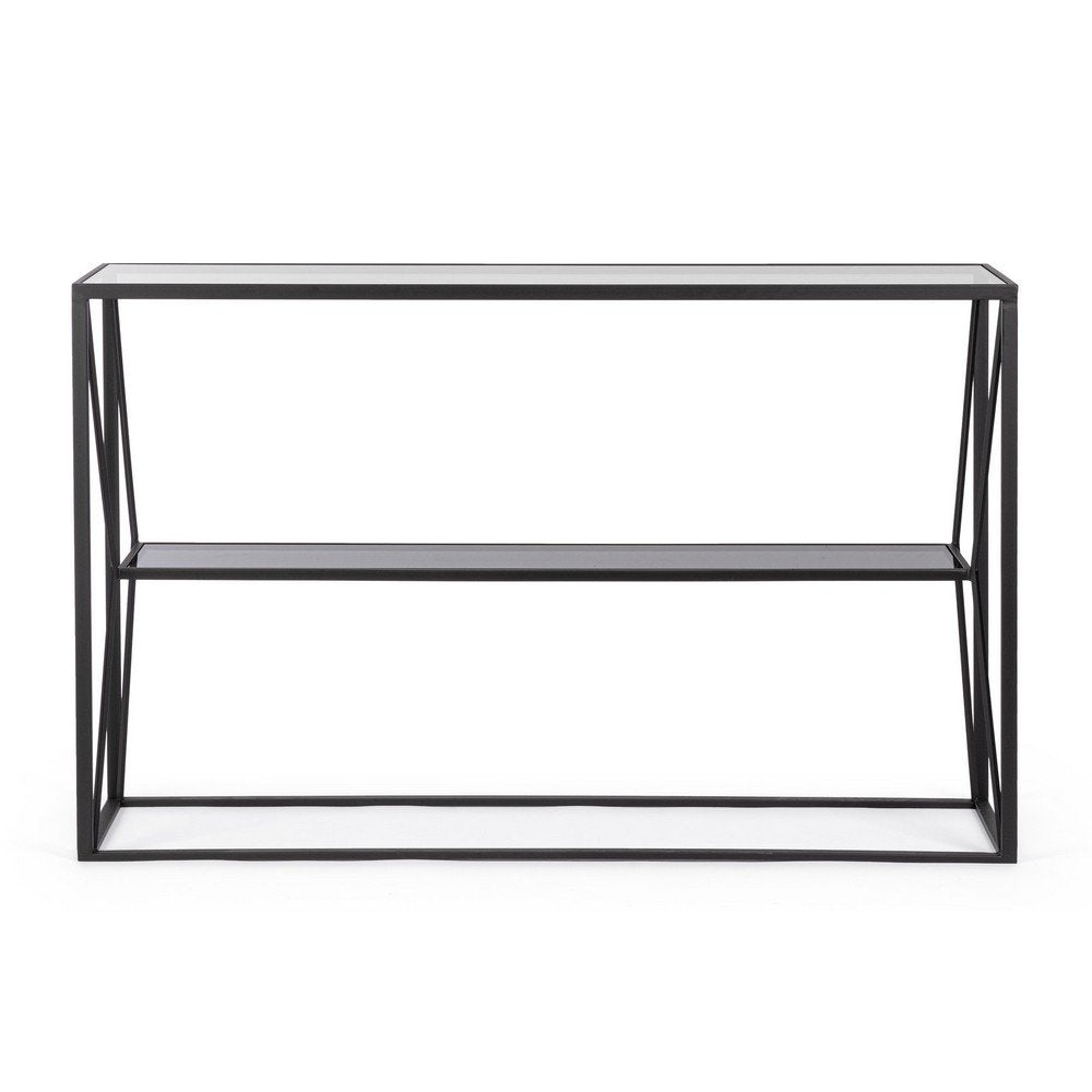 Consolle Vetro Nero Moderna da Interni 120x32 - KATHERINE