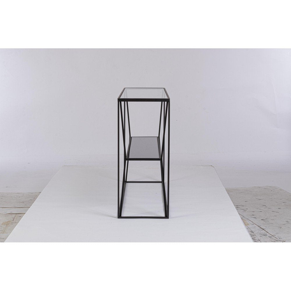 Consolle Vetro Nero Moderna da Interni 120x32 - KATHERINE