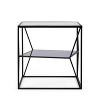 Tavolino in Vetro Nero Stile Industriale da Interno 45x45 - KATHERINE