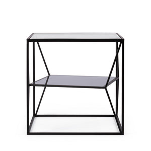 Tavolino in Vetro Nero Stile Industriale da Interno 45x45 - KATHERINE