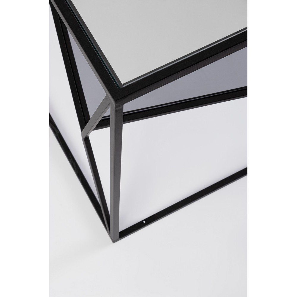 Tavolino in Vetro Nero Stile Industriale da Interno 45x45 - KATHERINE