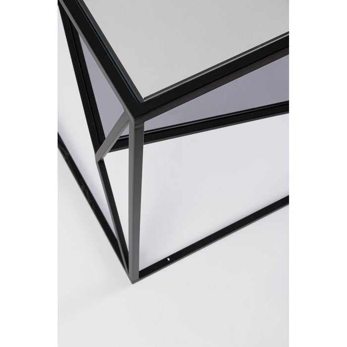 Tavolino in Vetro Nero Stile Industriale da Interno 45x45 - KATHERINE