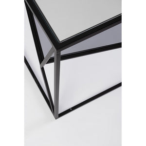 Tavolino in Vetro Nero Stile Industriale da Interno 45x45 - KATHERINE