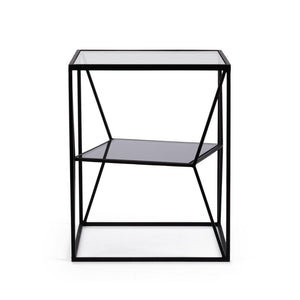 Tavolino Vetro Nero Moderno da Interno 40x40 cm - KATHERINE