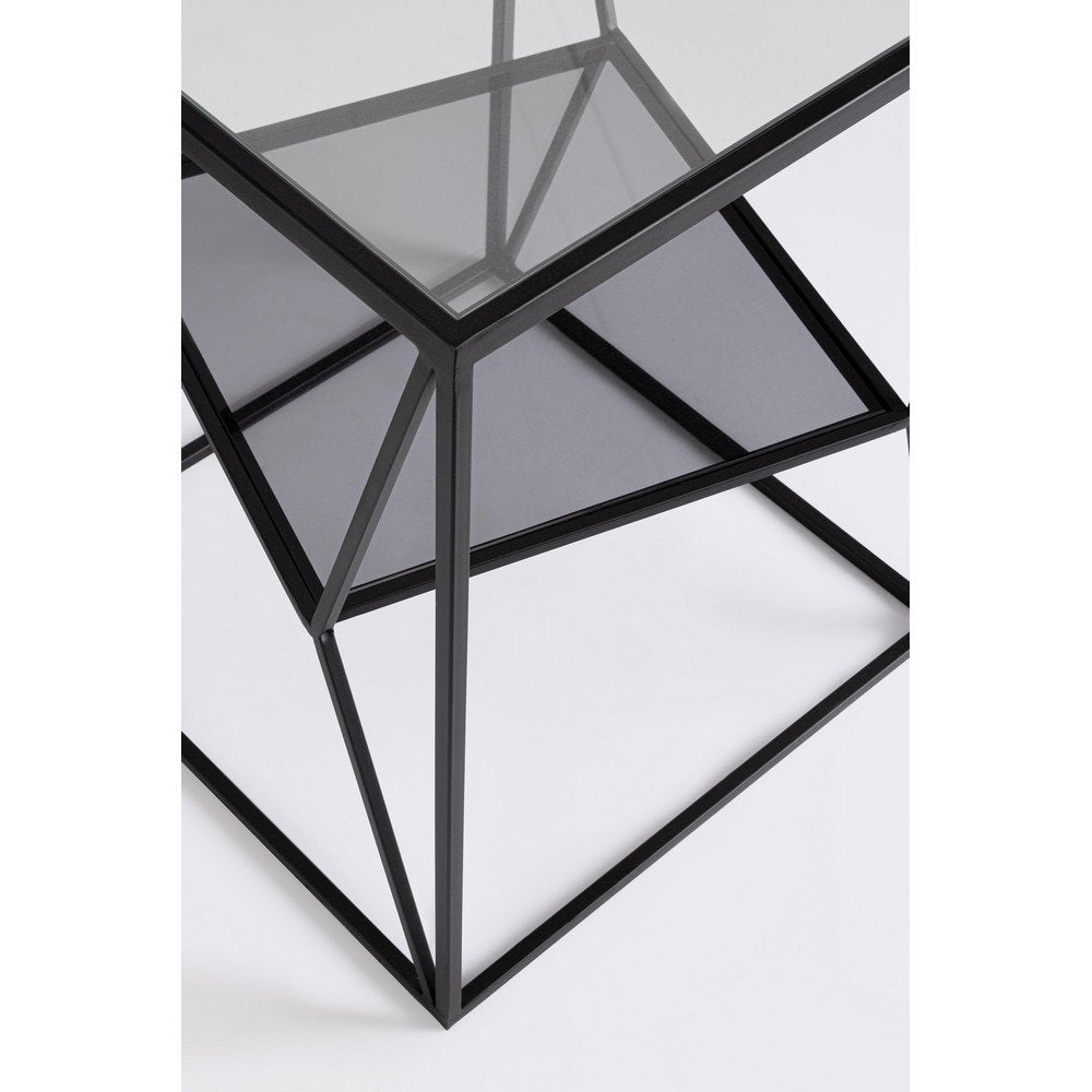 Tavolino Vetro Nero Moderno da Interno 40x40 cm - KATHERINE